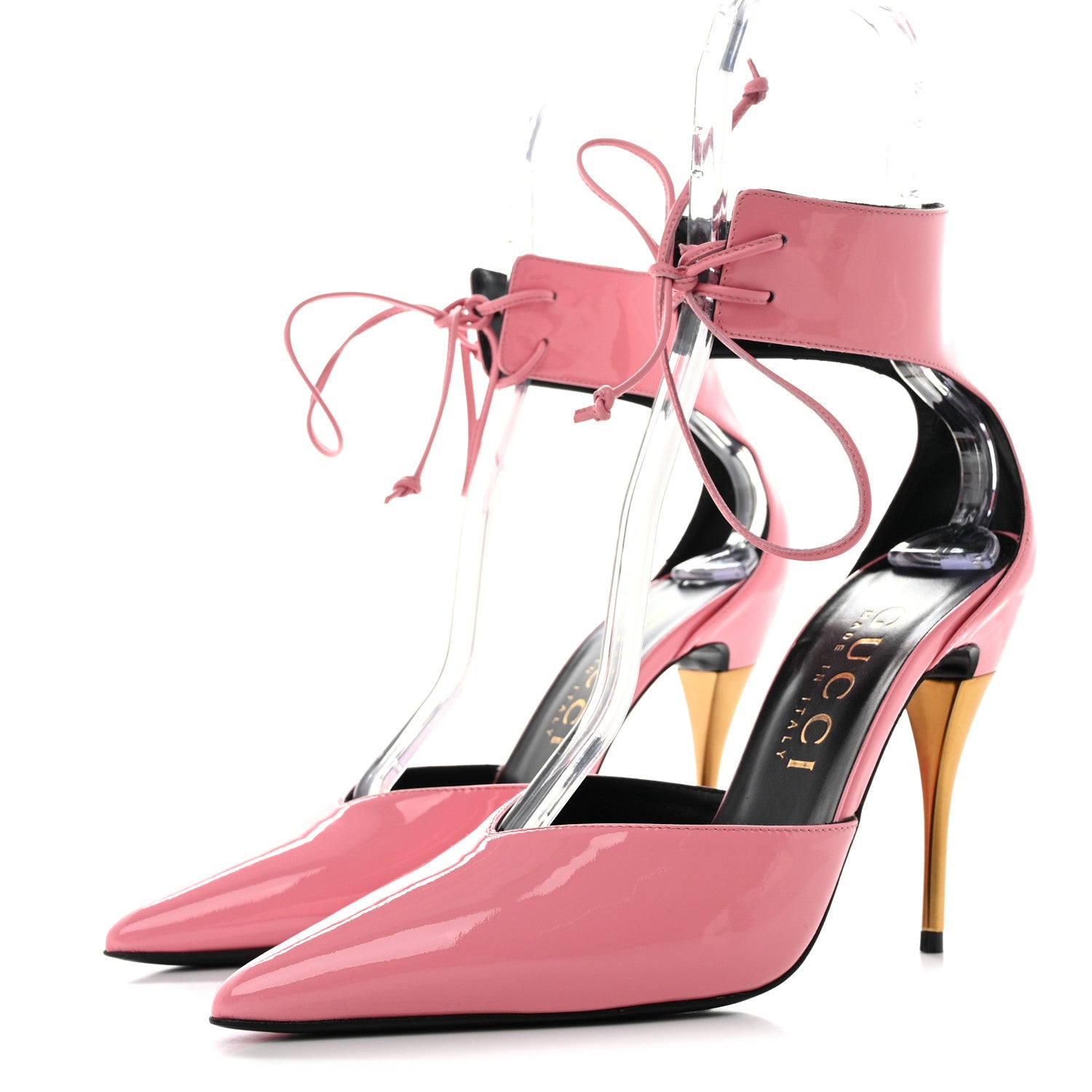 Gucci Vitello Vernice Soft Nappa Priscilla Ankle Cuff Pumps 40 Butterfly Pink 3 of 11
