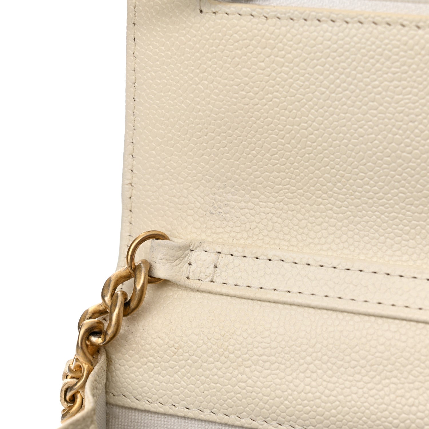 Chanel Shiny Caviar Quilted Chain Melody Wallet on Chain WOC White 12 of 14