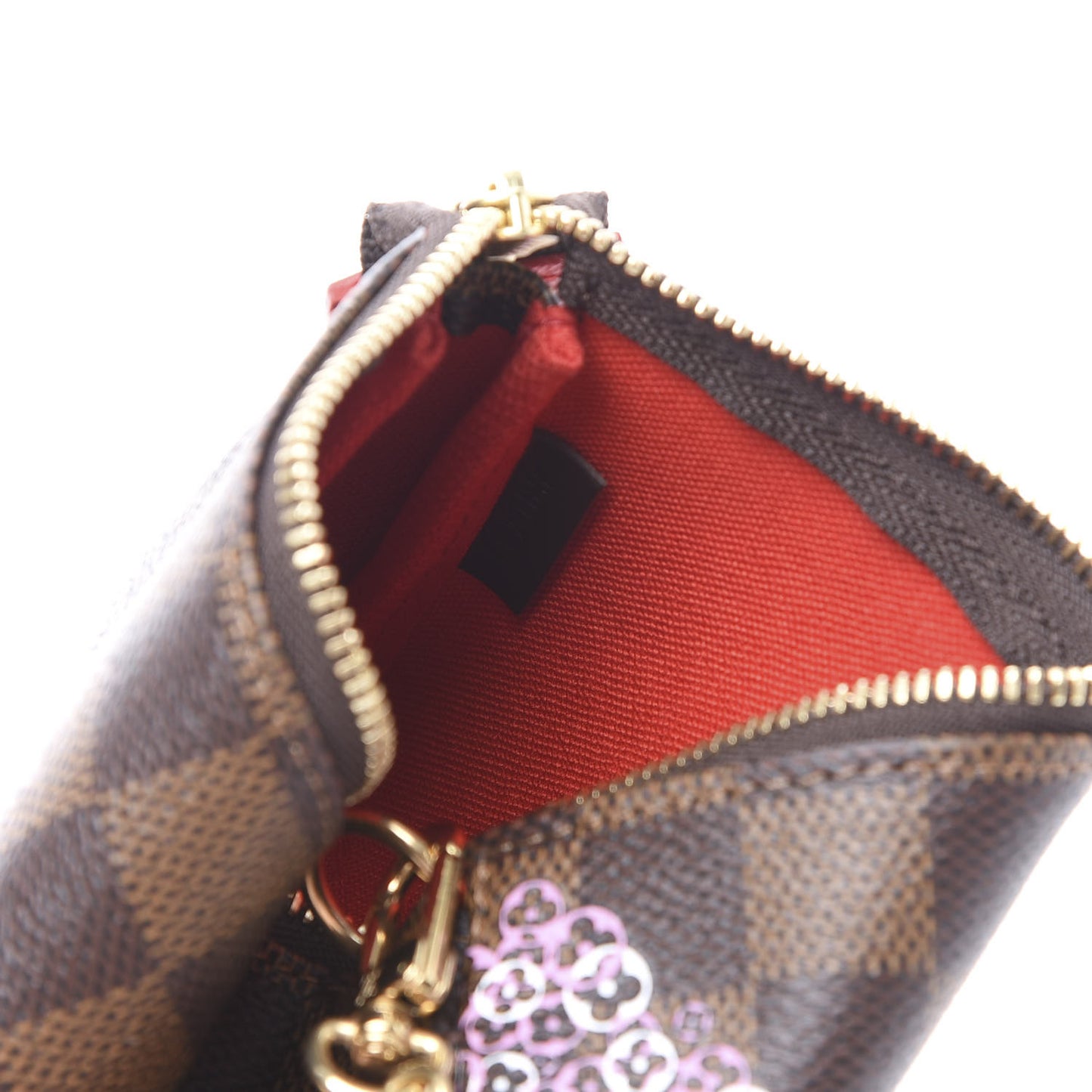 Damier Ebene 2019 Christmas Animation Mini Pochette Accessories Red