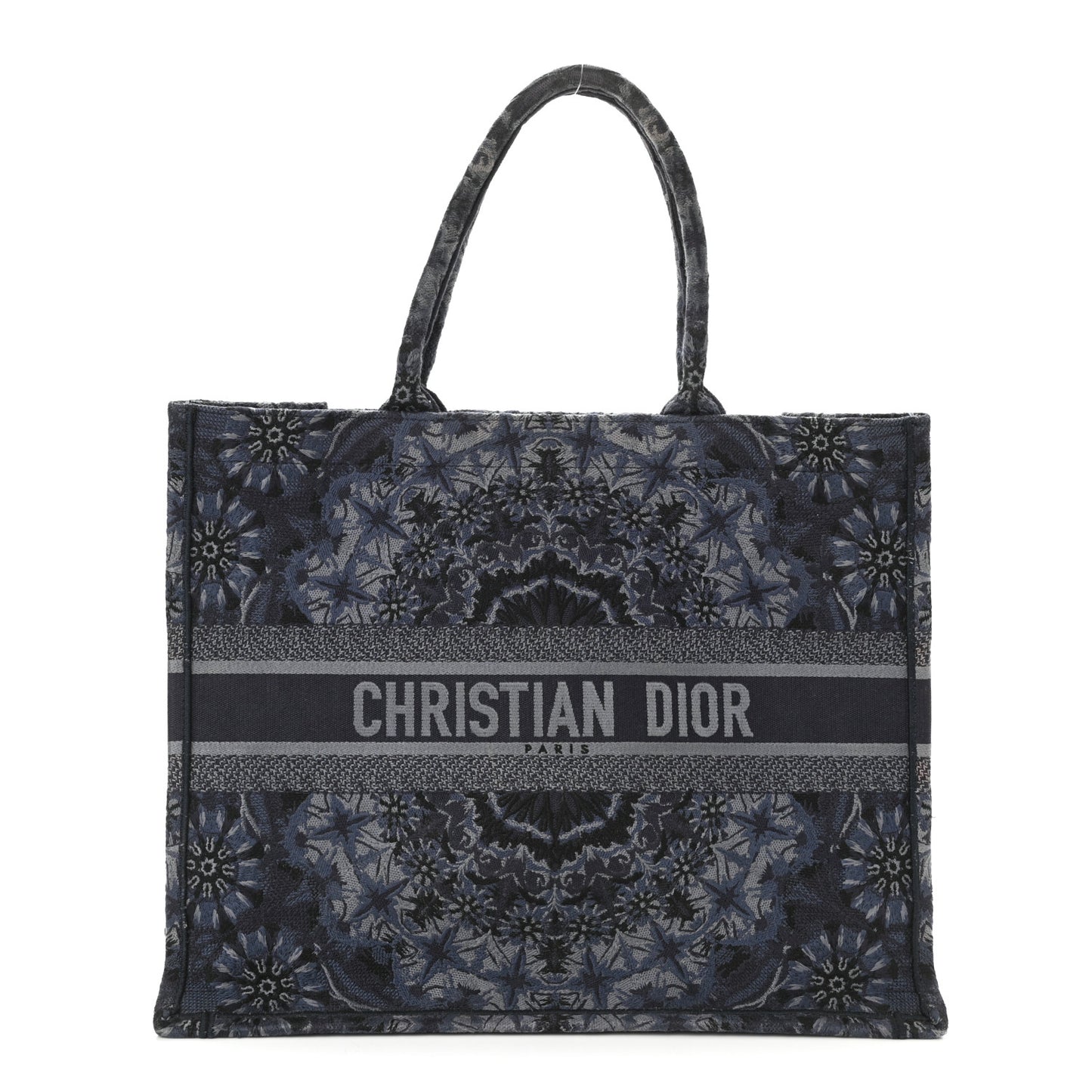 Canvas Embroidered Large KaleiDioroscopic Book Tote Blue