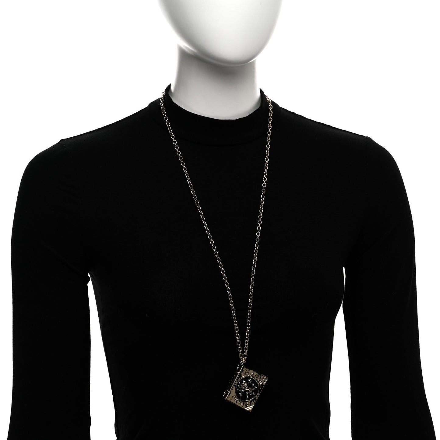 Metal CC Lion Book Locket Necklace Gold