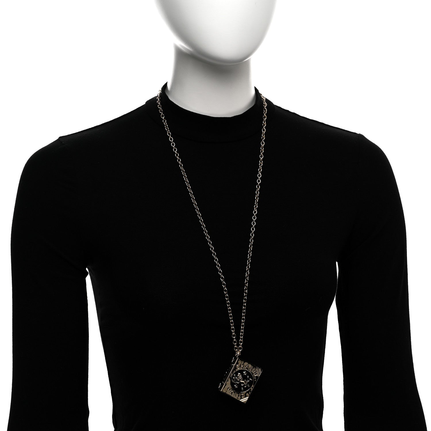 Chanel Metal CC Lion Book Locket Necklace Gold 2 of 6