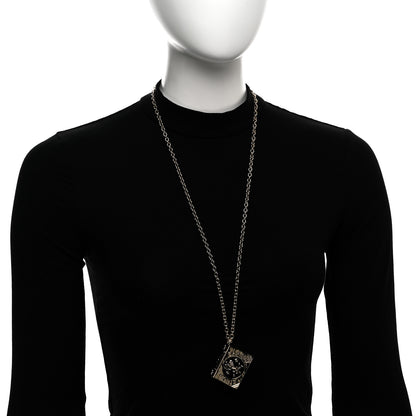 Chanel Metal CC Lion Book Locket Necklace Gold 2 of 6