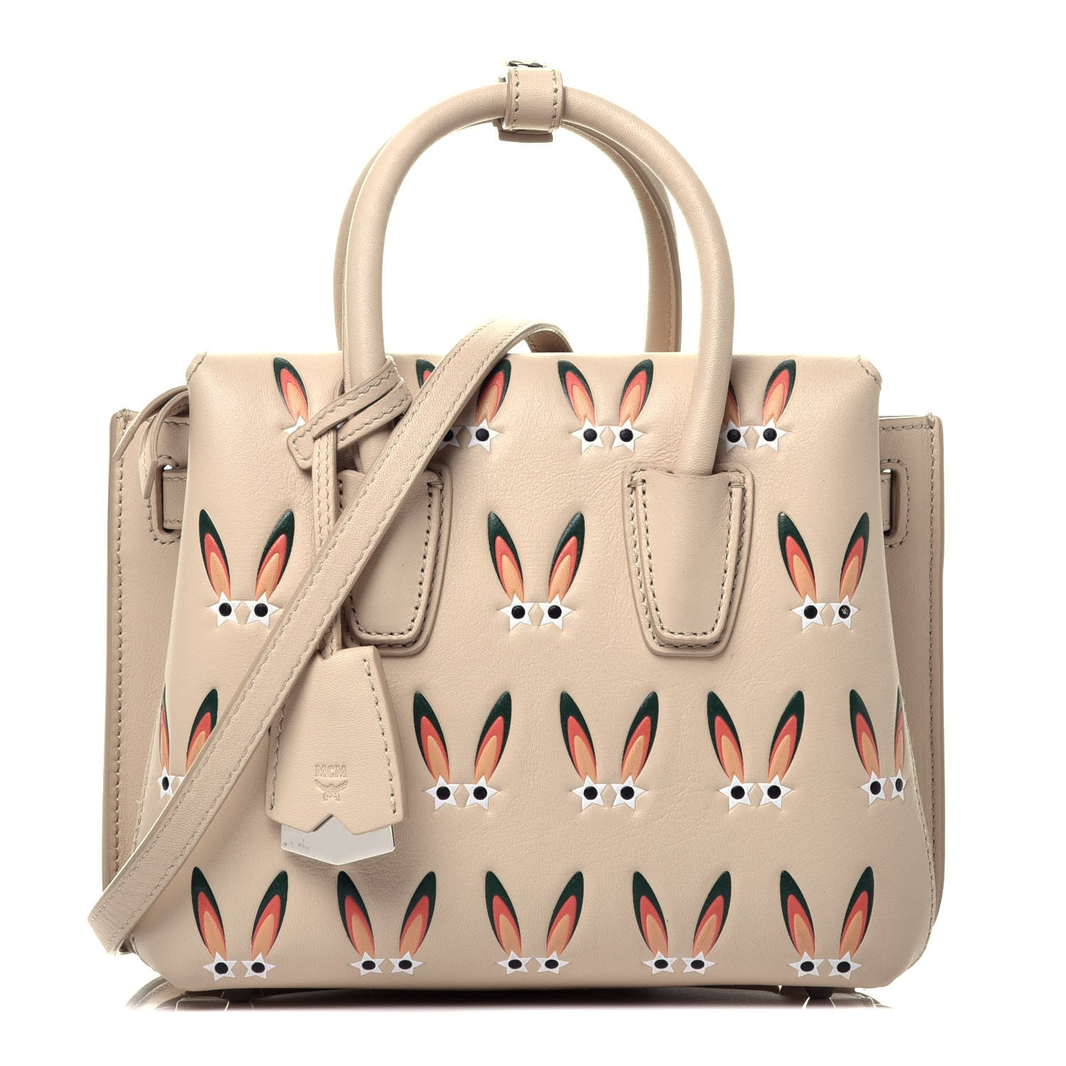 MCM Lambskin Star Eyed Bunny Mini Milla Tote Natural 1 of 10