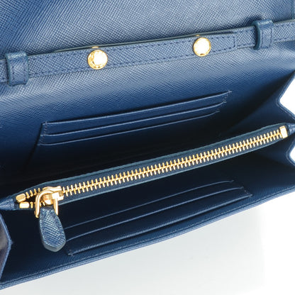 Prada Saffiano Metal Flap Wallet Bleuette 5 of 7