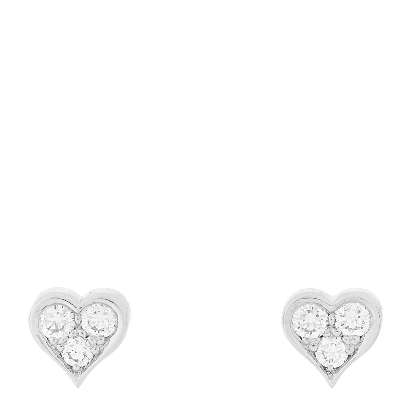 Platinum Diamond Heart Stud Earrings