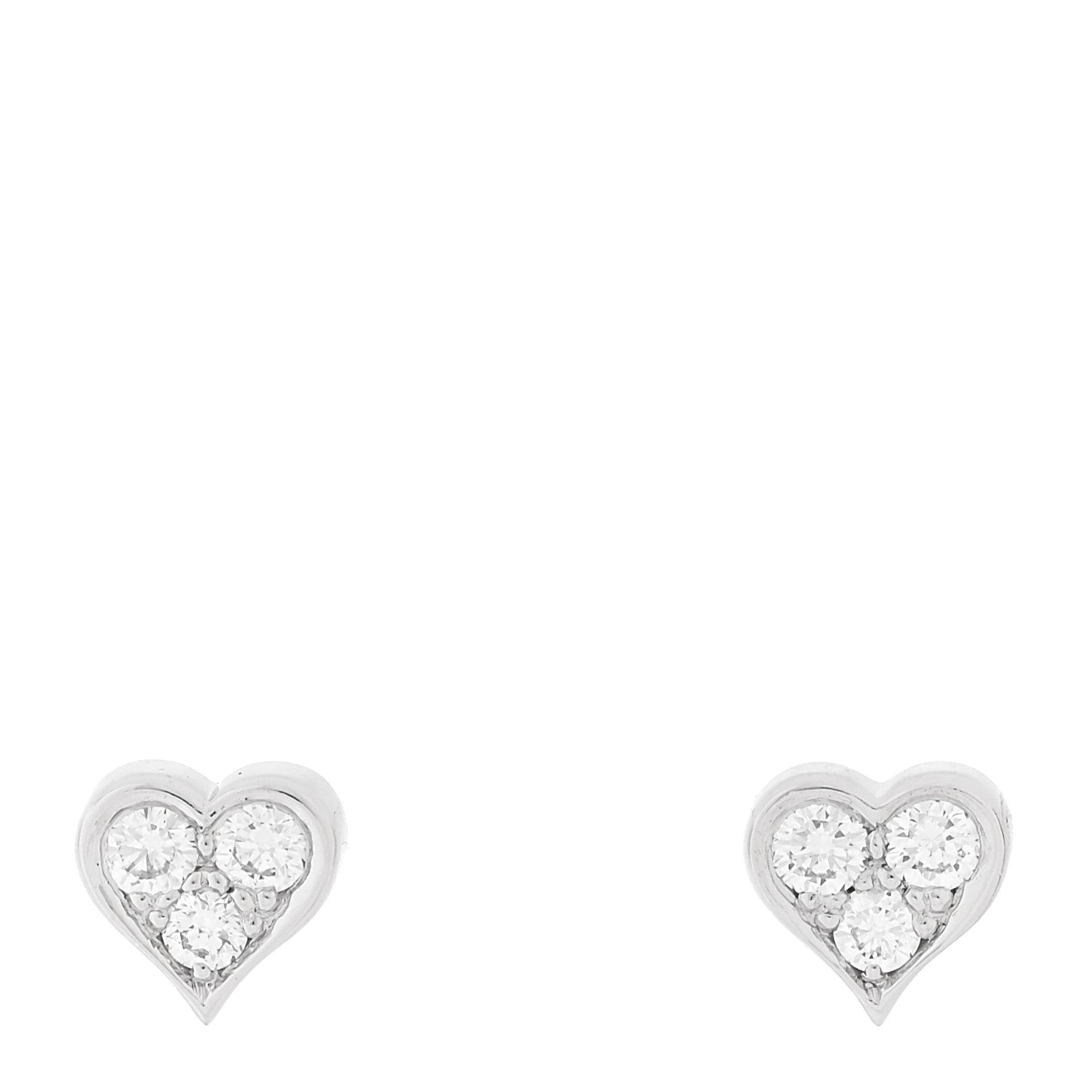 Tiffany Platinum Diamond Heart Stud Earrings 1 of 5