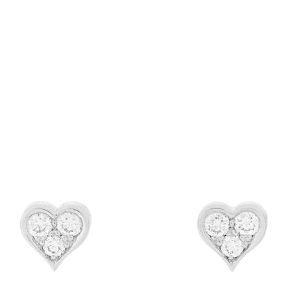 Tiffany Platinum Diamond Heart Stud Earrings 1 of 5