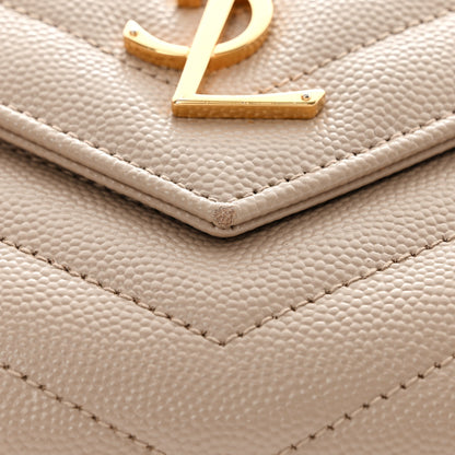 Saint Laurent Grain De Poudre Matelasse Chevron Monogram Envelope Clutch Dark Beige 8 of 12