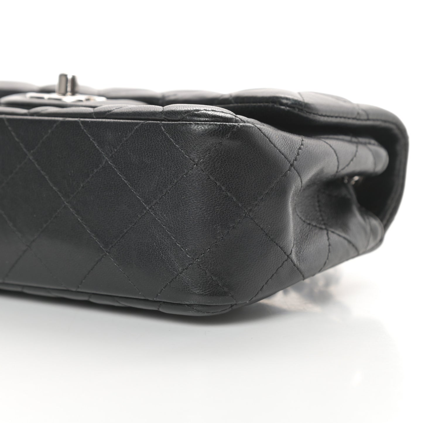 Lambskin Quilted Mini Rectangular Flap Black