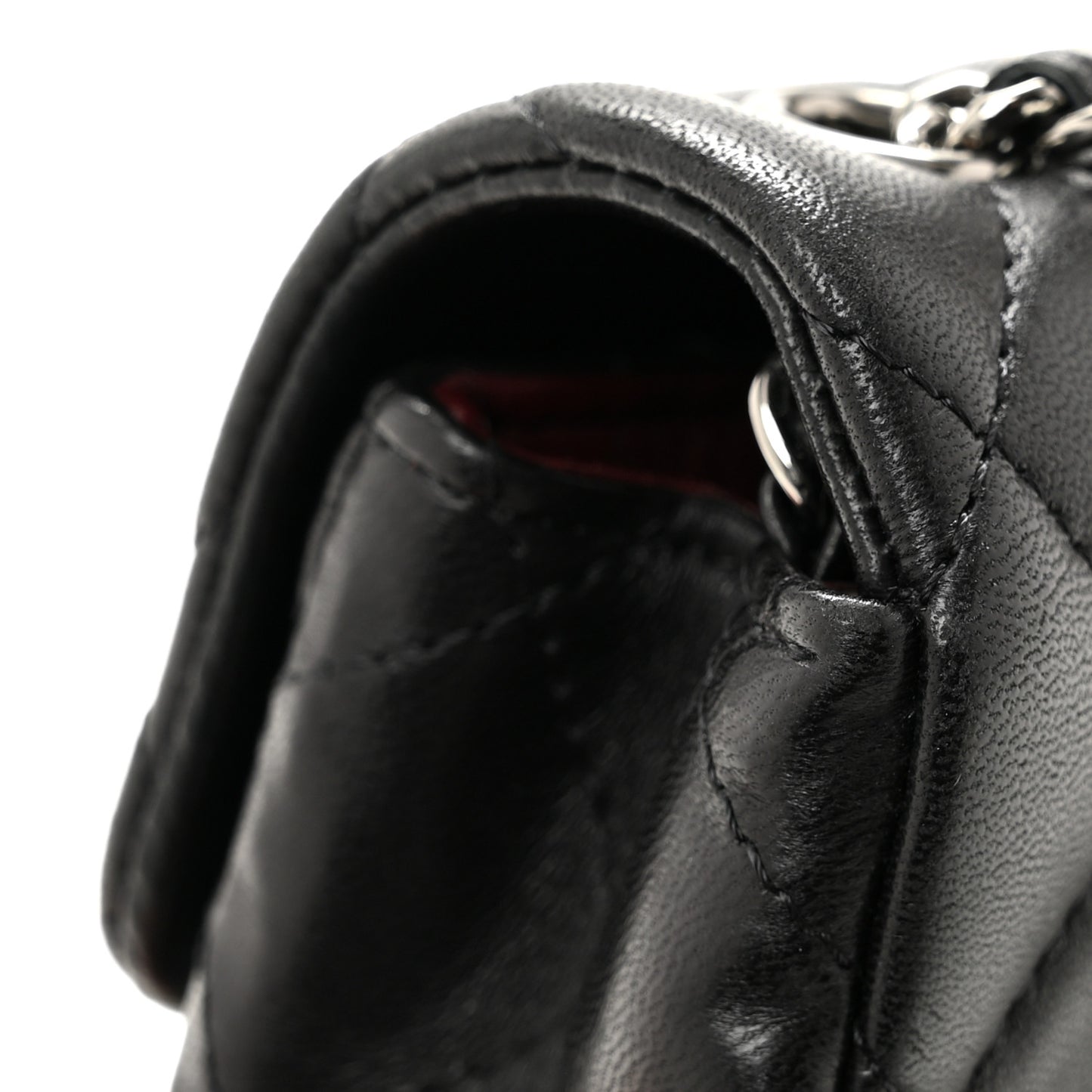 Lambskin Quilted Extra Mini Rectangular Flap Black