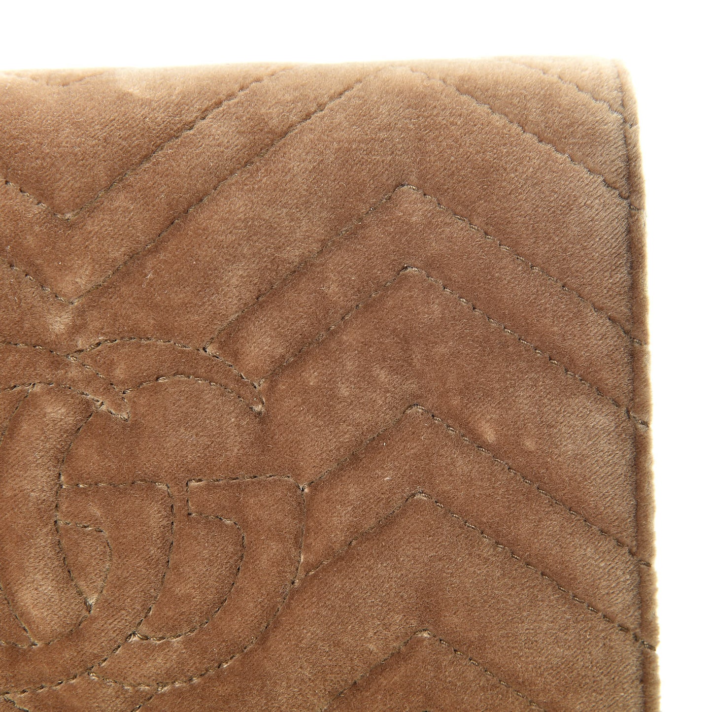 Velvet Matelasse GG Marmont Chain Wallet Taupe