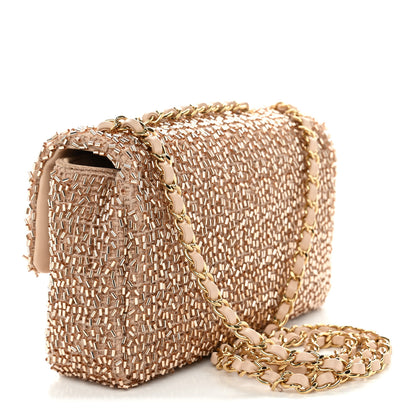 Chanel Sequin Knit Pearl Medium Flap Gold 3 of 10