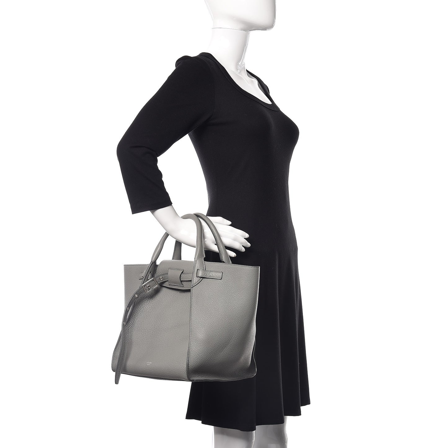 Supple Grained Calfskin Small Big Bag Grey
