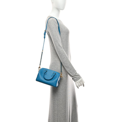 Louis Vuitton Calfskin Nanogram Embossed Speedy Bandouliere 20 Blue 2 of 9