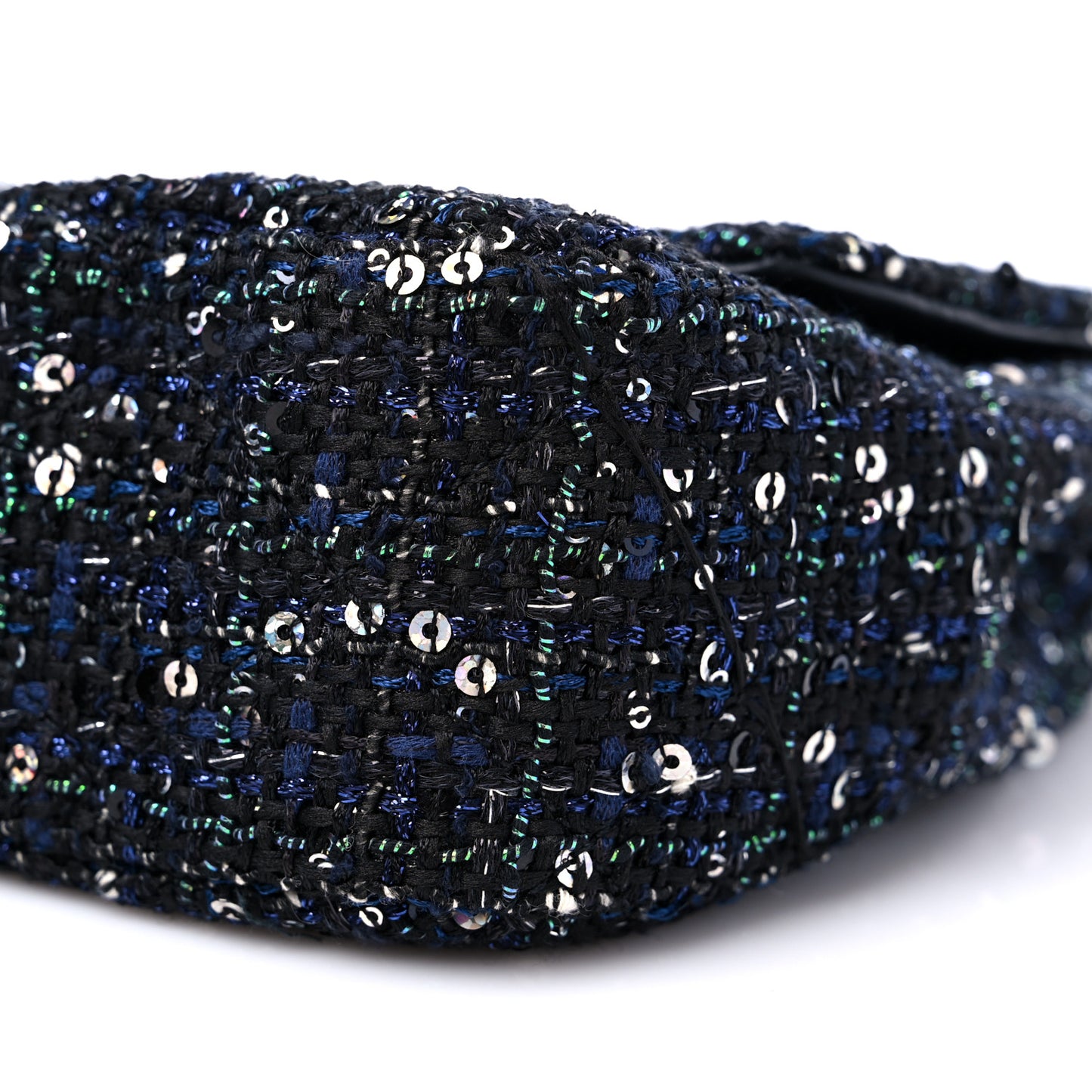 Tweed Medium Pearl Handle Flap Black Ecru