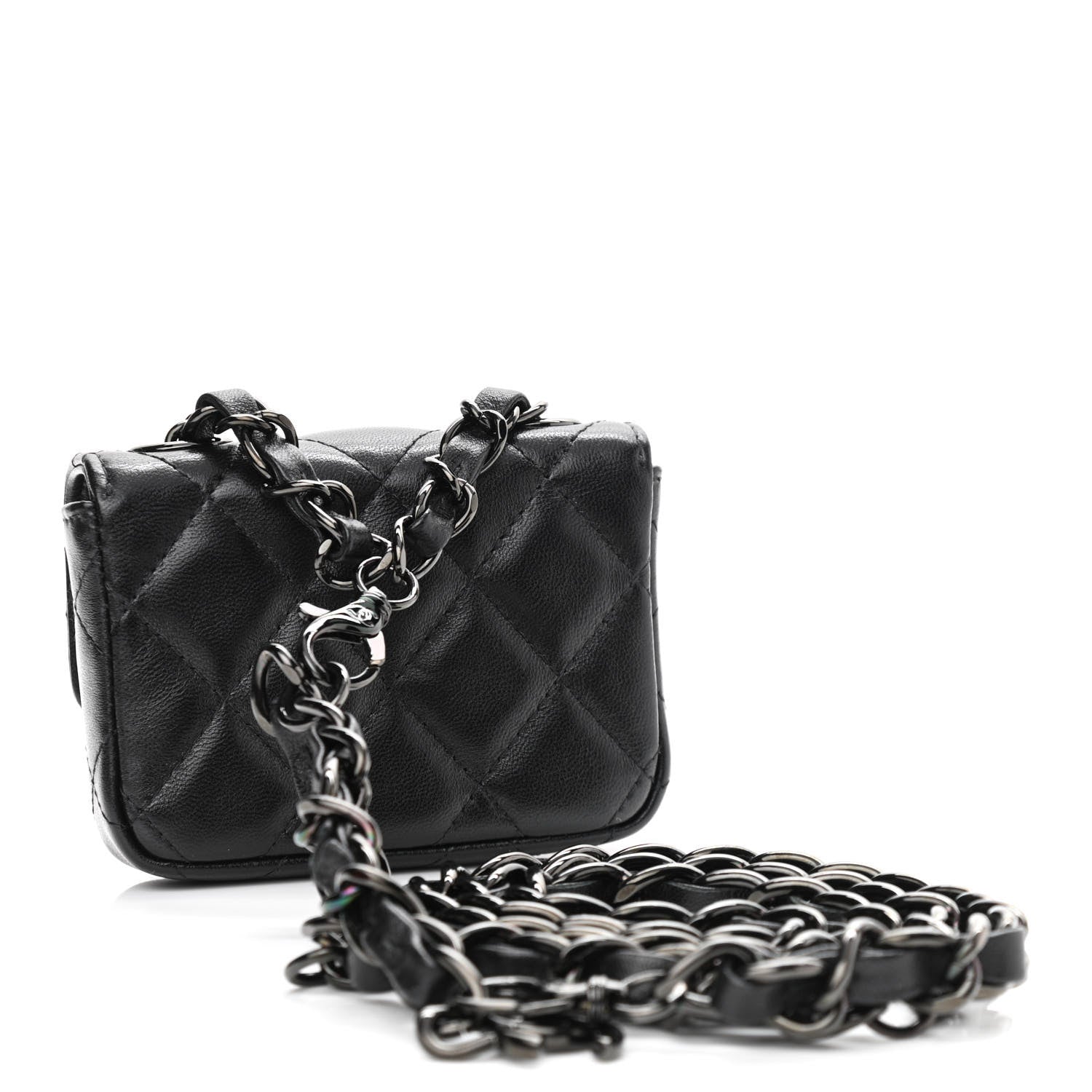 Chanel Lambskin Quilted Mini Chain Belt Bag So Black 3 of 12