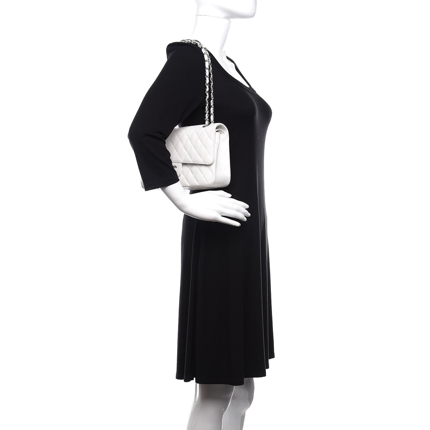 Chanel Caviar Quilted Medium Double Flap White 3 of 12