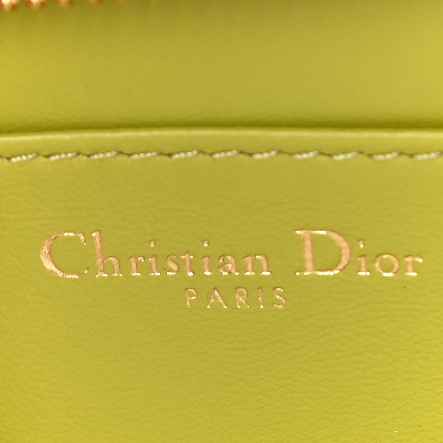 Lambskin Cannage Mini Caro Zipped Pouch on Chain Lime