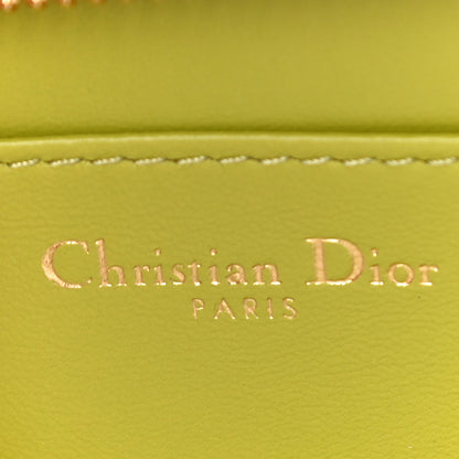 Christian Dior Lambskin Cannage Mini Caro Zipped Pouch on Chain Lime 6 of 10