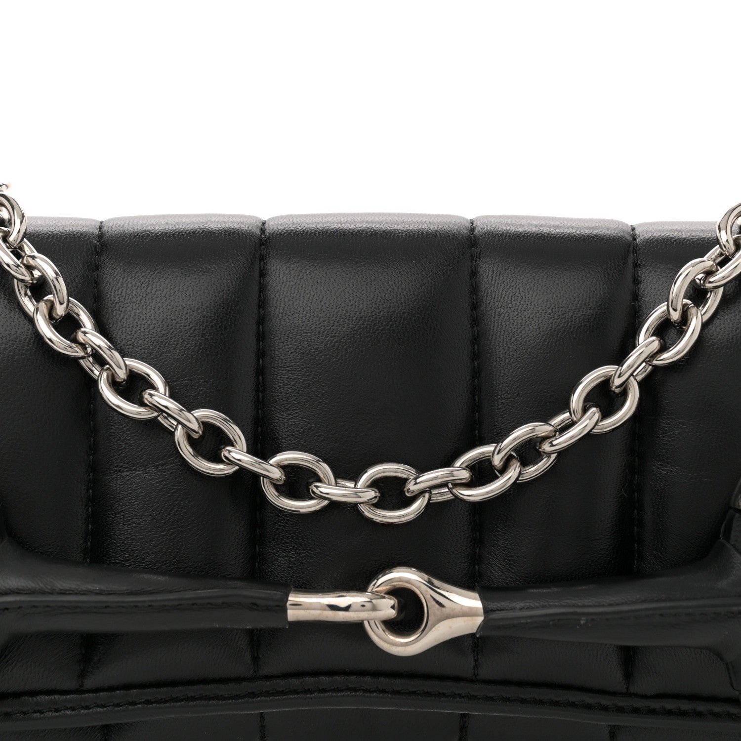Gucci Nappa Vertical Matelasse Medium Maxi Horsebit Chain Shoulder Bag Black 8 of 12