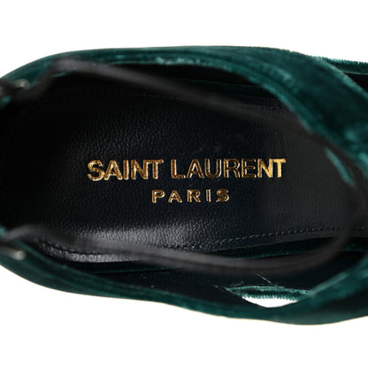 Saint Laurent Velluto Master Lace Up Tribute 105 Platform Sandals 37 Green 11 of 13