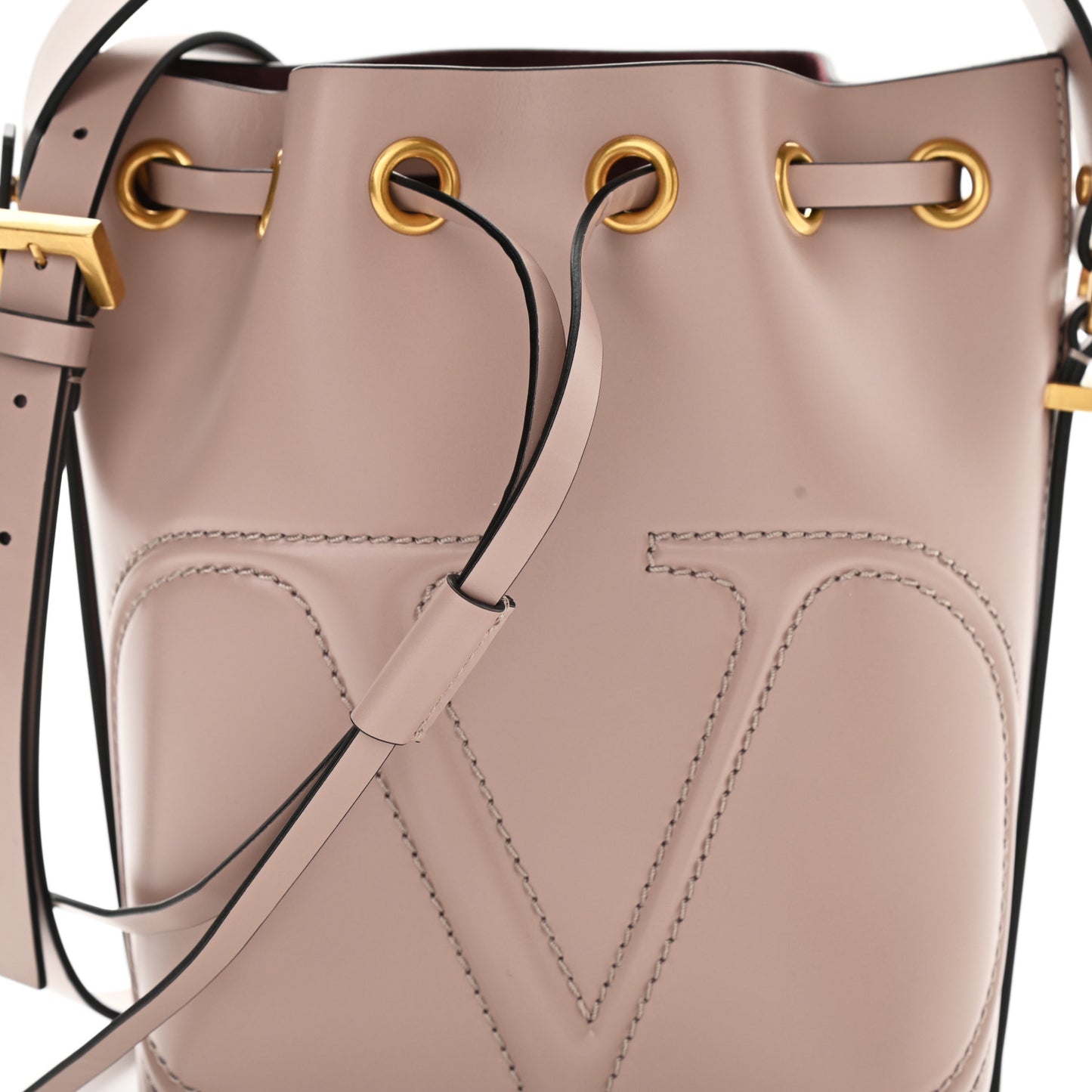 Calfskin Vlogo Walk Bucket Bag Poudre
