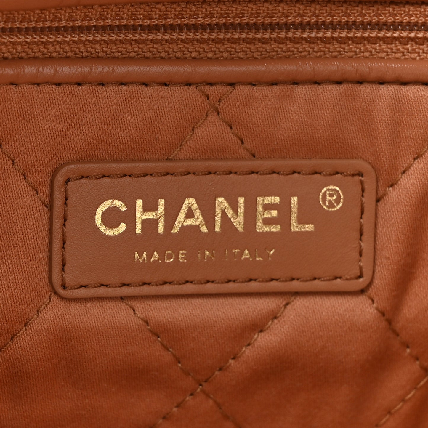 Shiny Calfskin Quilted Chanel 22 Brown
