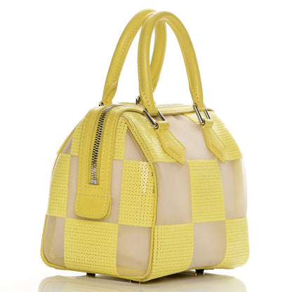 Louis Vuitton Damier Optic Mesh Sequins Cube Speedy Yellow 3 of 9