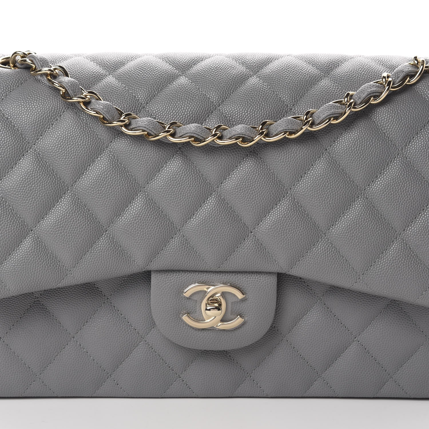 Chanel Caviar Quilted Jumbo Double Flap Grey 8 of 11