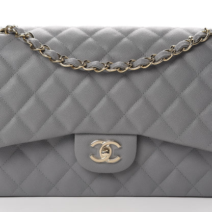 Chanel Caviar Quilted Jumbo Double Flap Grey 8 of 11