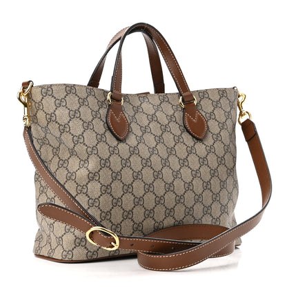 Gucci Soft GG Supreme Monogram Small Crossbody Tote Beige Cuir 2 of 11