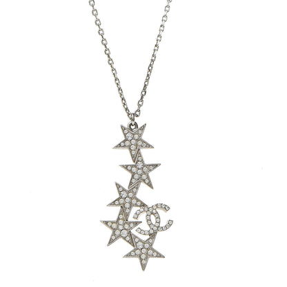 Chanel Crystal Star CC Pendant Necklace Silver 4 of 5