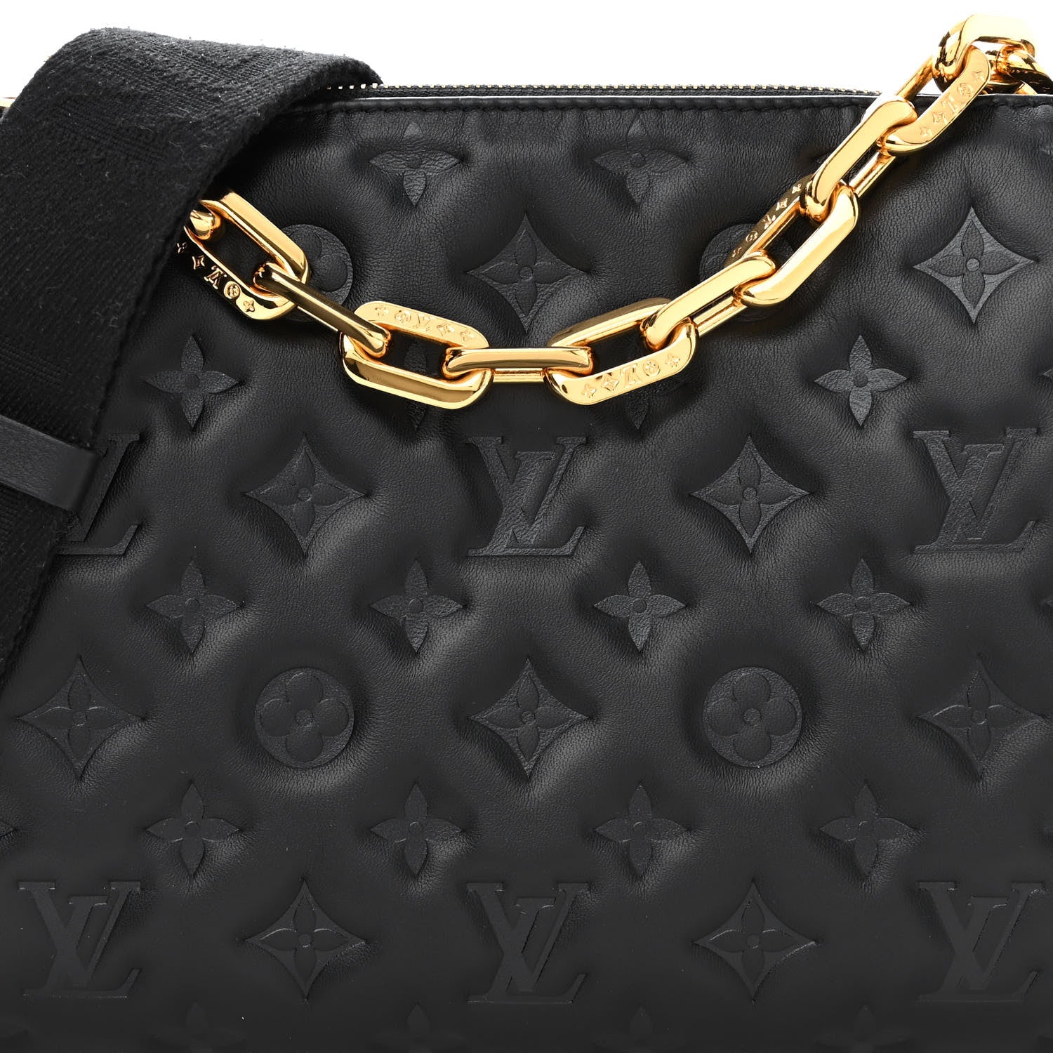 Louis Vuitton Lambskin Embossed Monogram Coussin PM Black 9 of 12