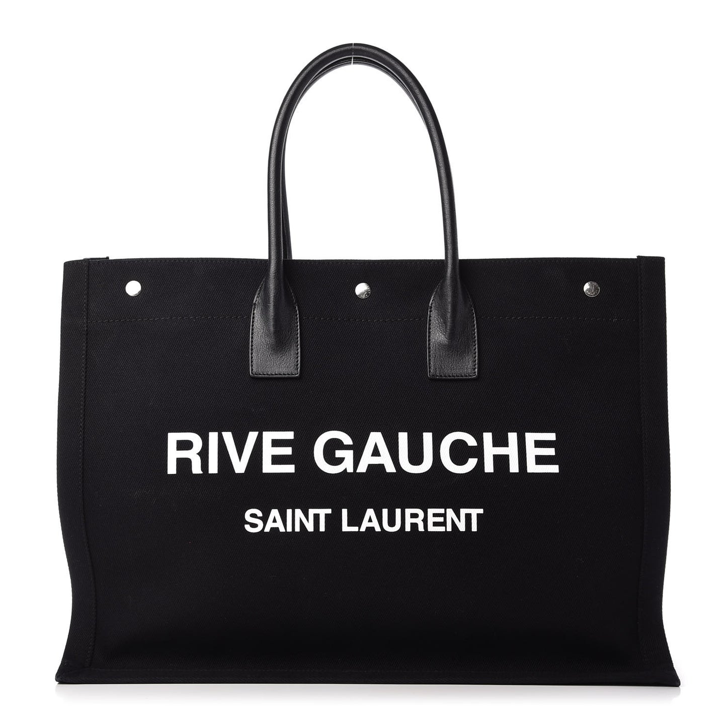 Linen Calfskin Rive Gauche Tote Black