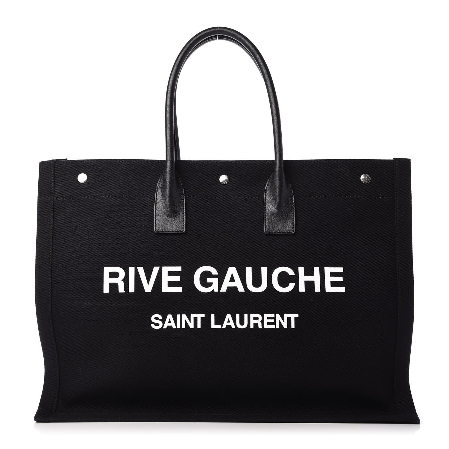 Saint Laurent Linen Calfskin Rive Gauche Tote Black 1 of 9