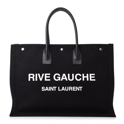 Saint Laurent Linen Calfskin Rive Gauche Tote Black 1 of 9