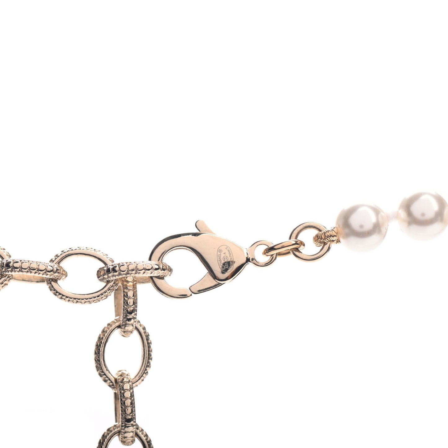 Pearl Crystal CC Short Necklace Gold
