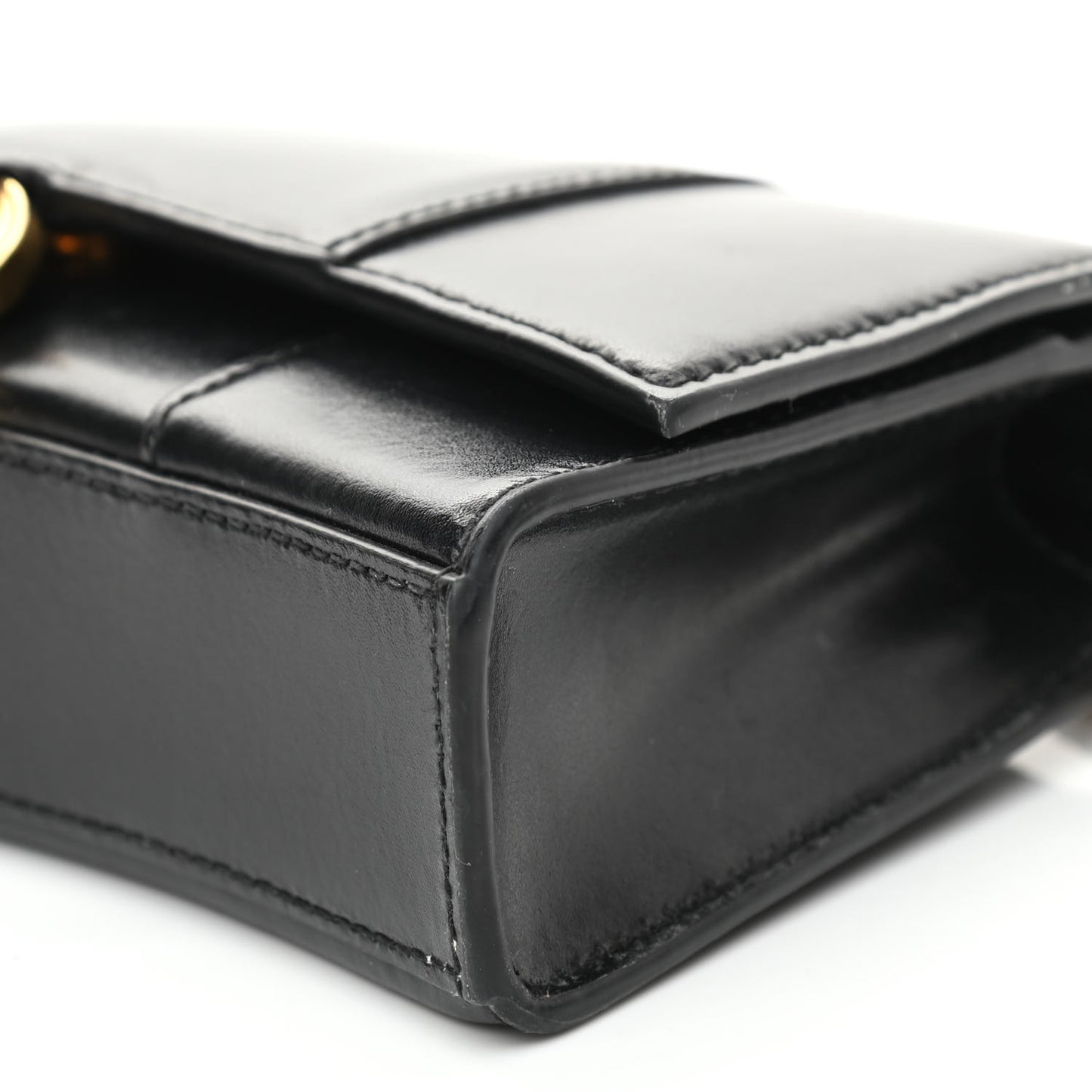 Shiny Box Calfskin Hourglass Chain Bag Black