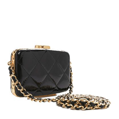 Chanel Glazed Goatskin Quilted Small Box With Chain Black 3 of 12