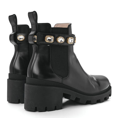 Gucci Calfskin Crystal GG Trip Chelsea Ankle Boots 40 Black 4 of 9