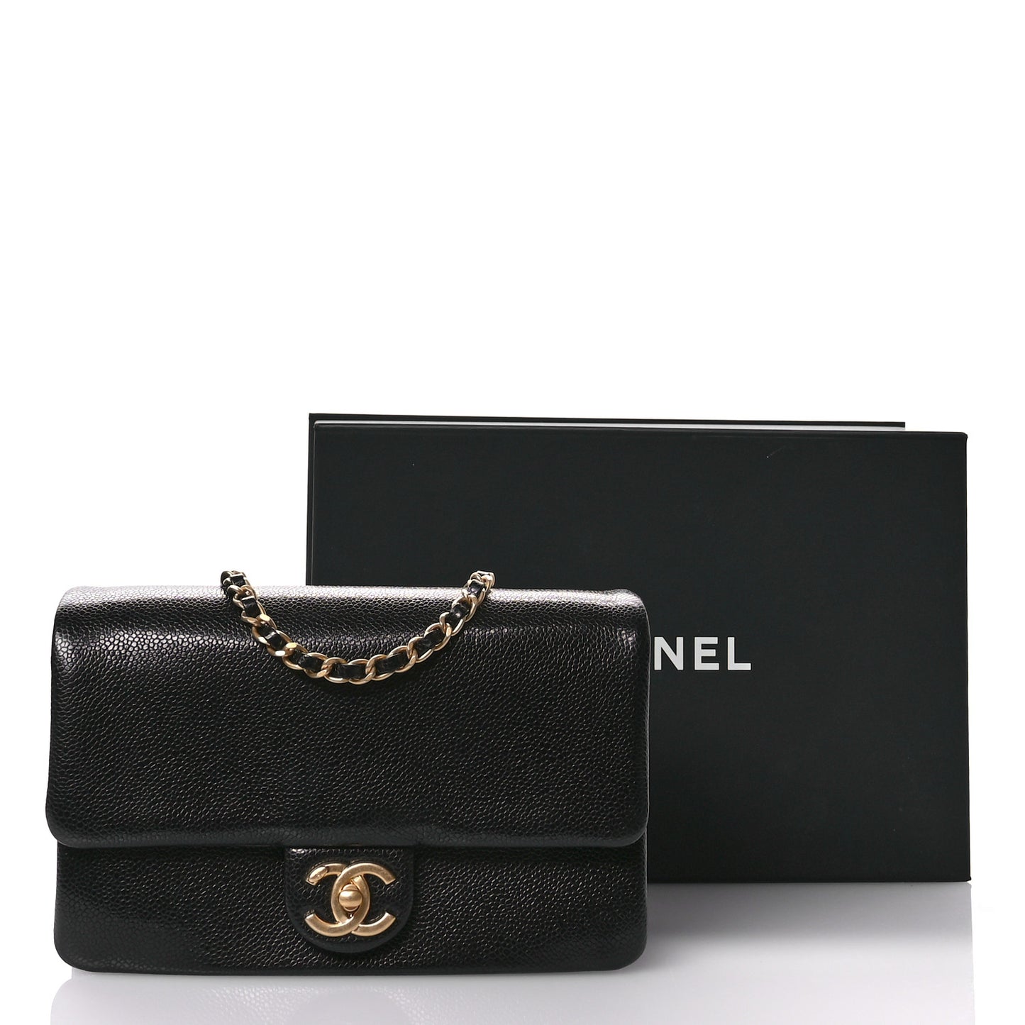 Shiny Caviar Small Flap Black