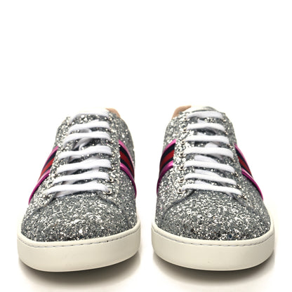 Gucci Glitter Web Ace Sneakers 42 Silver 2 of 8