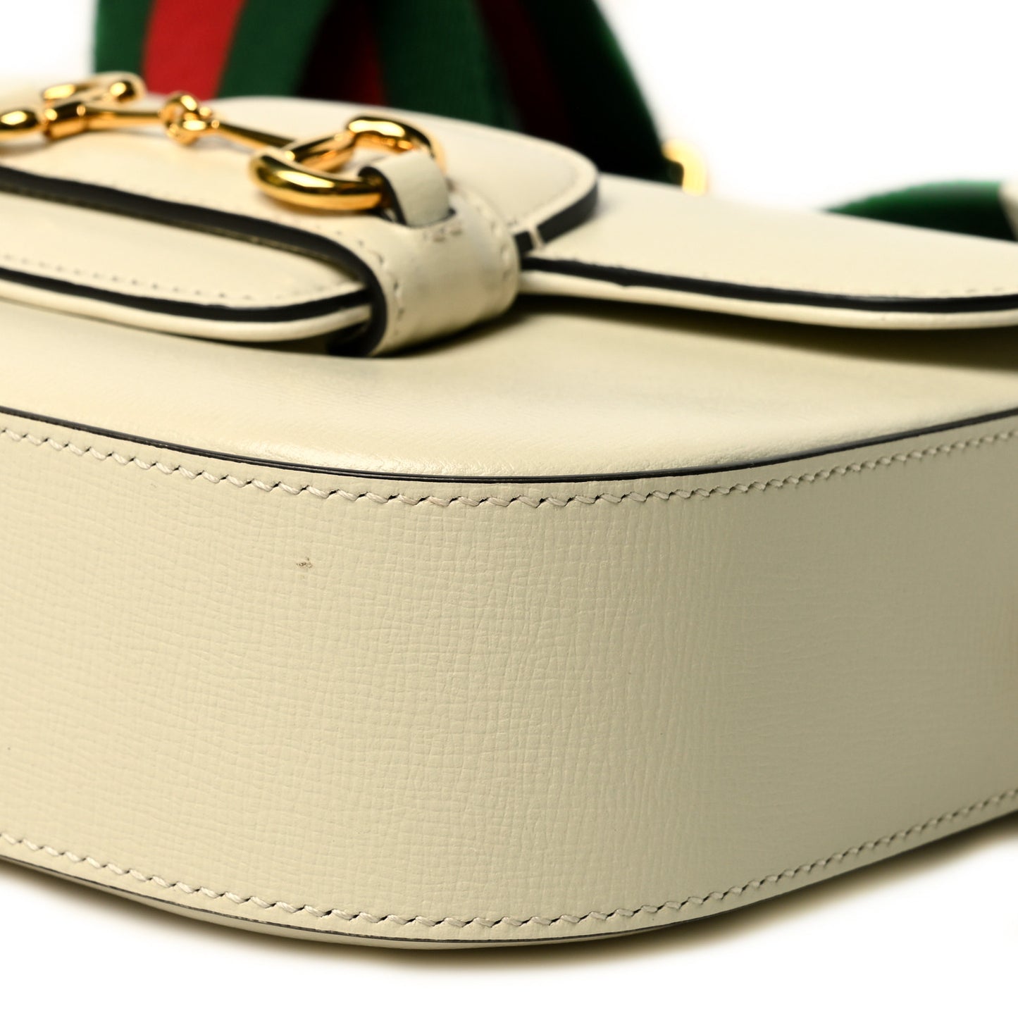 Azalea Calfskin Web Mini Horsebit 1955 Shoulder Bag Mystic White