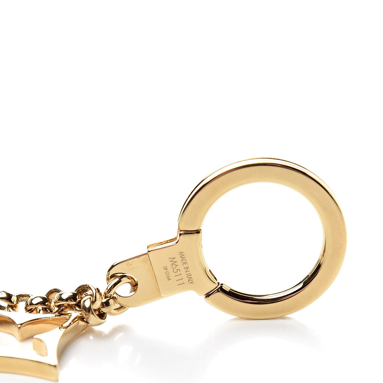 Louis Vuitton Brass Enamel Fleur De Monogram Bag Charm Chain Gold 4 of 5