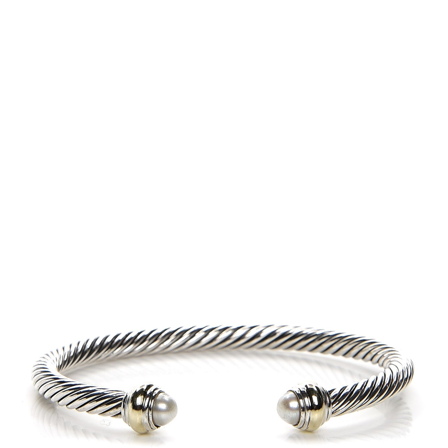Sterling Silver 14K Yellow Gold Pearl 5mm Cable Classics Bracelet