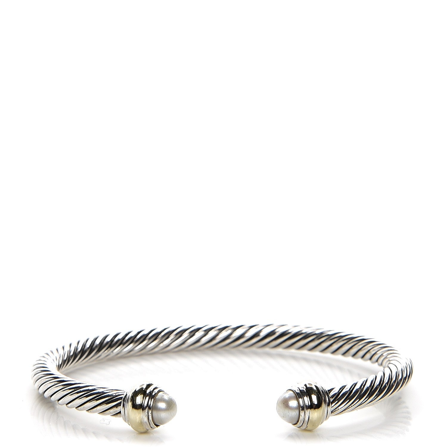 David Yurman Sterling Silver 14K Yellow Gold Pearl 5mm Cable Classics Bracelet 1 of 5