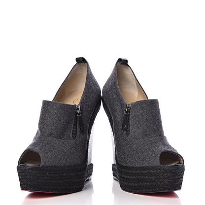 Christian Louboutin Flannel Rope Calfskin Deroba 140 Wedge Ankle Boots 39 Grey Black 6 of 9