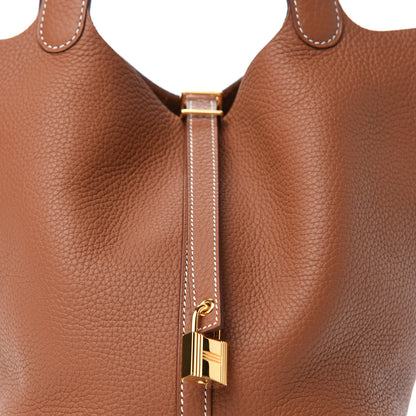 Hermes Taurillon Clemence Picotin Lock 22 MM Gold 10 of 11