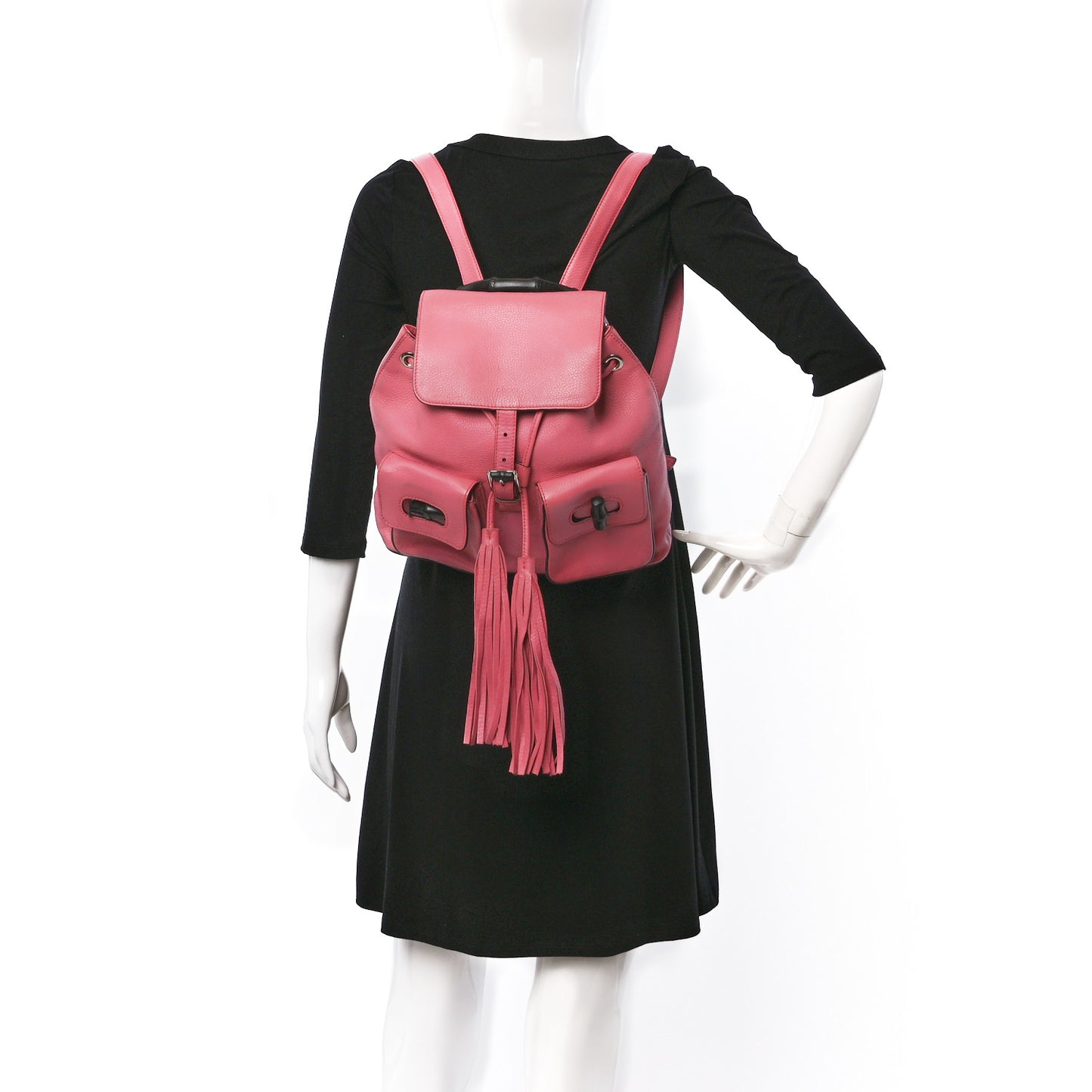 Cellarius Calfskin Medium Bamboo Backpack Glossy Pink